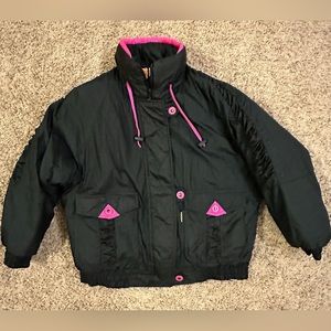 Vintage 80s 90s IZZI Black With Pink Accents Bold Liner Winter Jacket Large